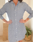 FRANK & EILEEN Mary Shirtdress Blue/Navy Stripe