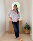 FRANK & EILEEN Eileen Button Up White/Navy Stripe