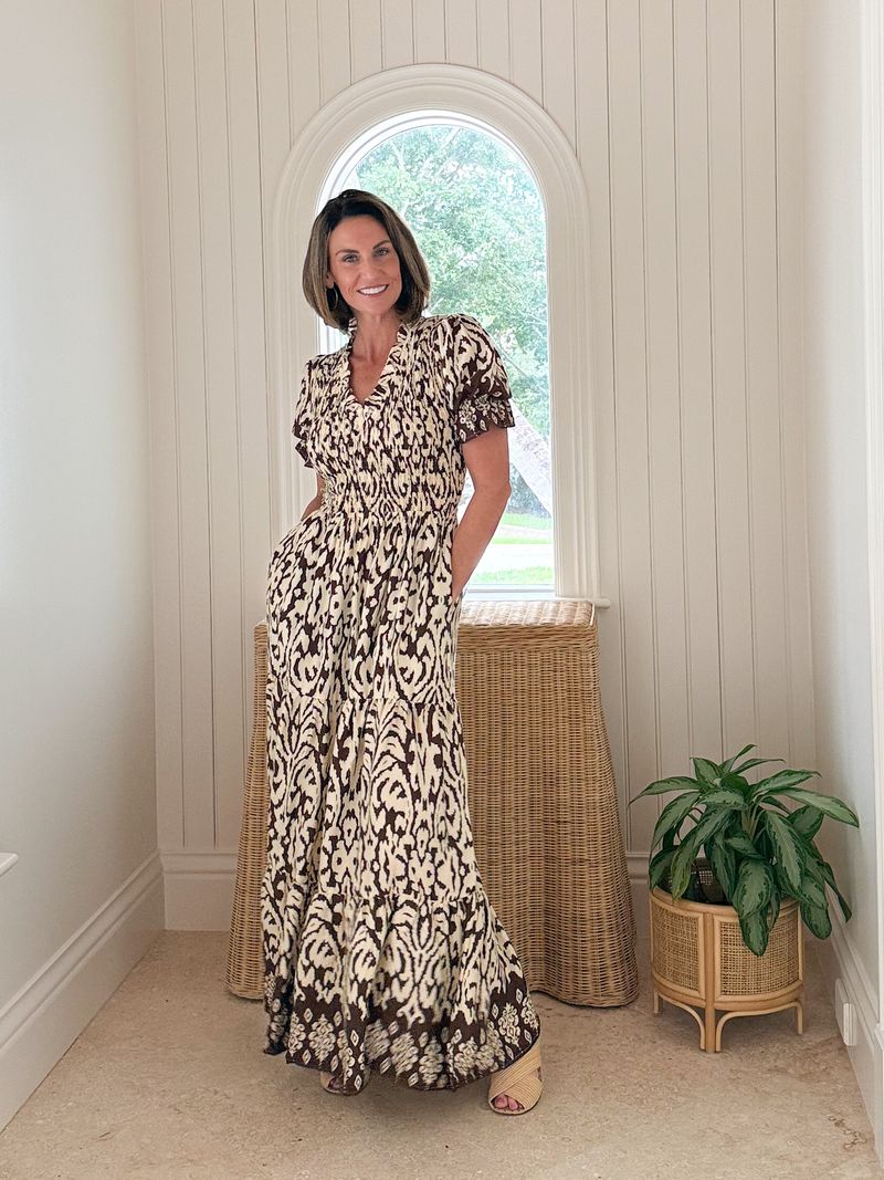 WALKER &amp; WADE Nancy Dress Chocolate Ikat