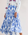NIMO WITH LOVE Lantana Skirt White Ornament Embroidery In Blue