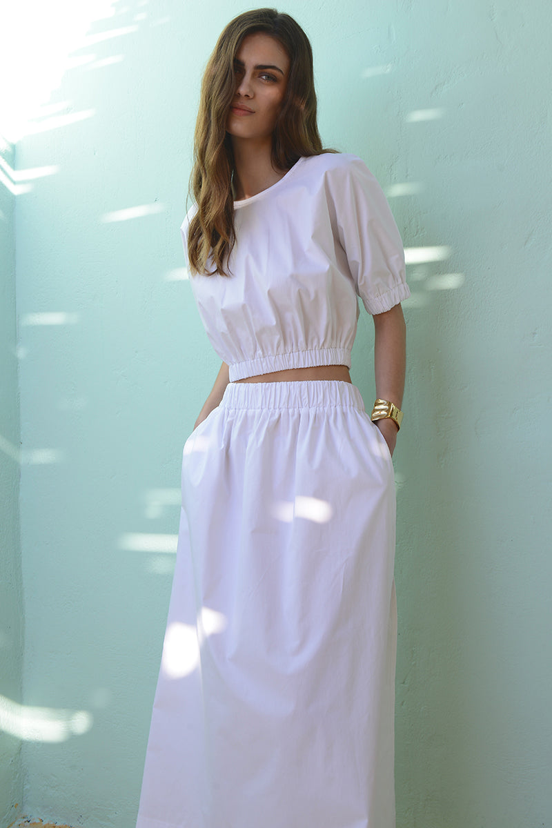 KASIA Cosmos Round Neck Top White