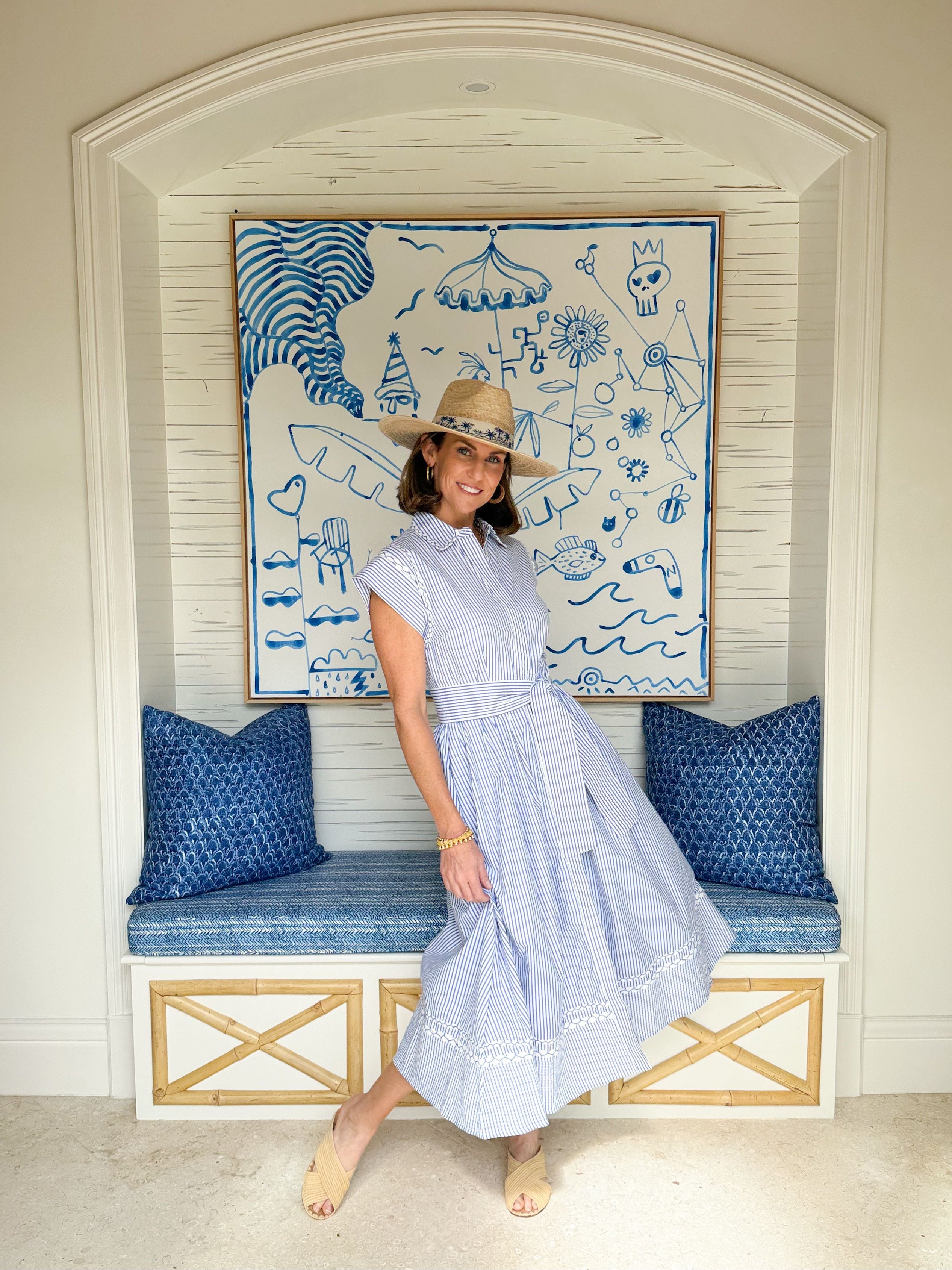 oliphant design dress OLIPHANT Belted Shirt Dress Sconset Blue