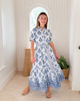 MAREA Short Sleeve Shirt Dress Indigo Striped Hollyhock