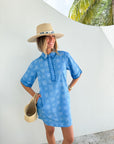 OLIPHANT Mini Collared Shirt Dress Matrix Blue