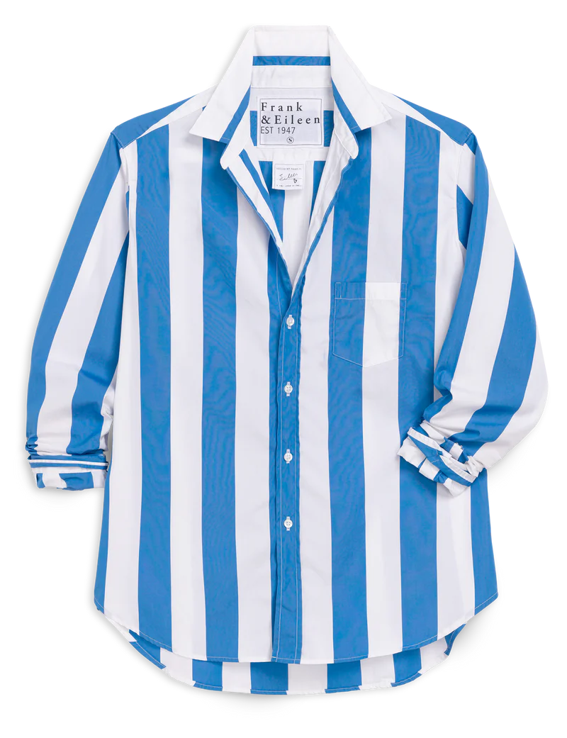 FRANK &amp; EILEEN Eileen Button Up Wide Blue Stripe