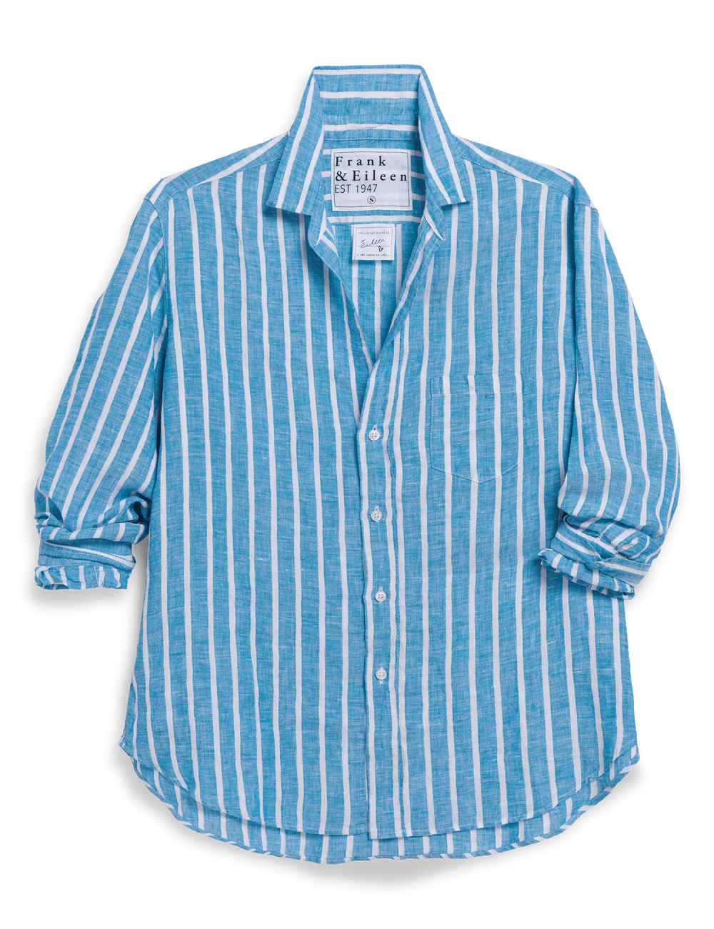 FRANK &amp; EILEEN Eileen Button Up Turquoise/White Stripe