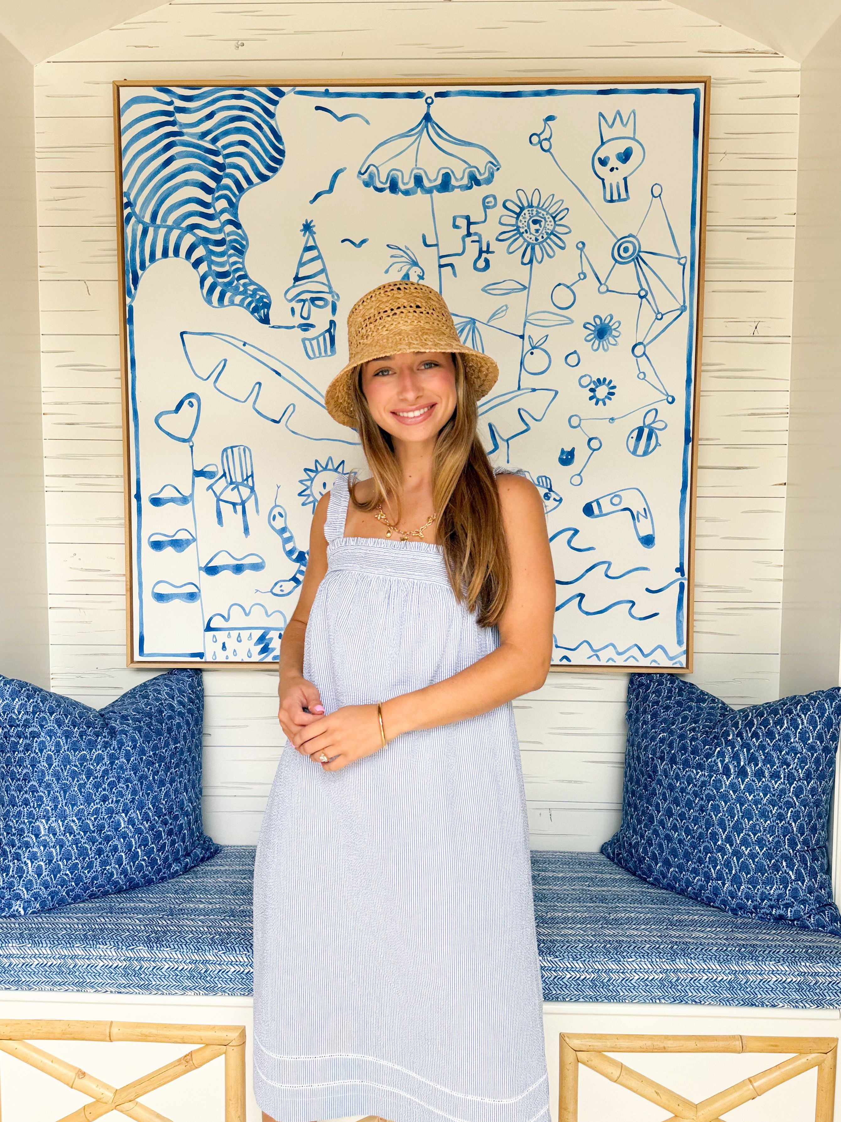 MAREA Felicity Dress Blue Seersucker
