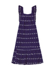 MER ST. BARTH Eva Ruffle Dress Navy Embroidery