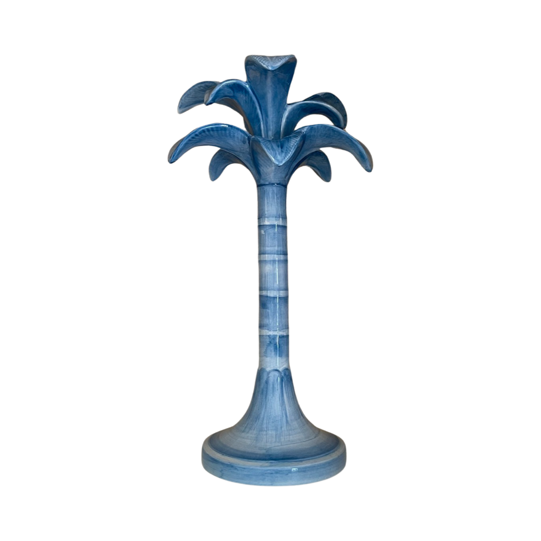 LES OTTOMANS Blue Palm Candlestick Large