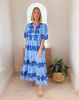 OLIPHANT Puff Sleeve Maxi Tangier Blue