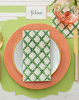 Green Lattice Guest Napkins Set/16