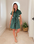 CARA CARA Asbury Mini Dress Polka Dot Green