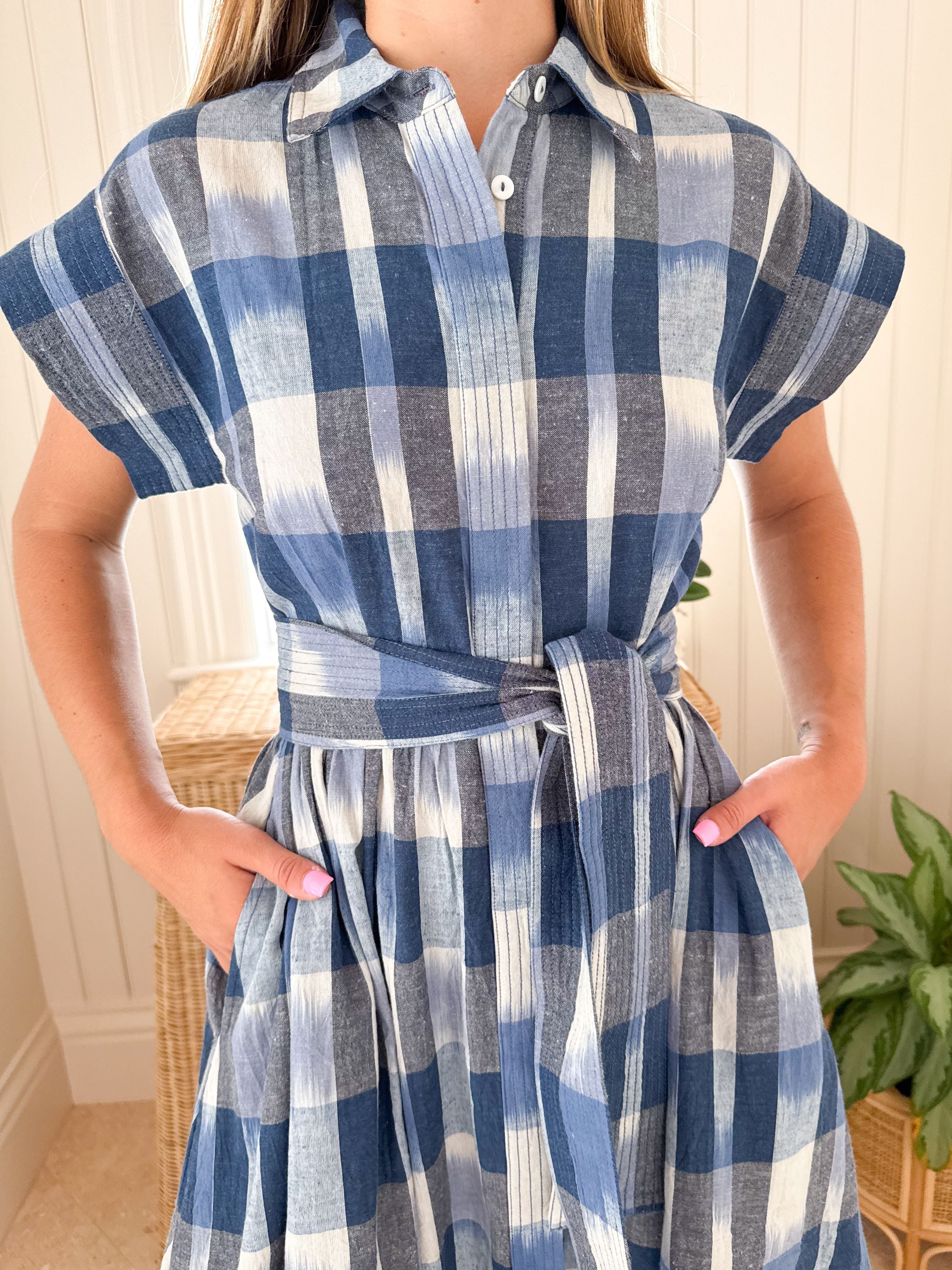 OLIPHANT Belted Shirt Dress Beckett Navy