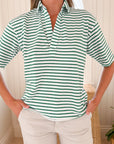 FRANK & EILEEN Patty Popover Green/White Stripe