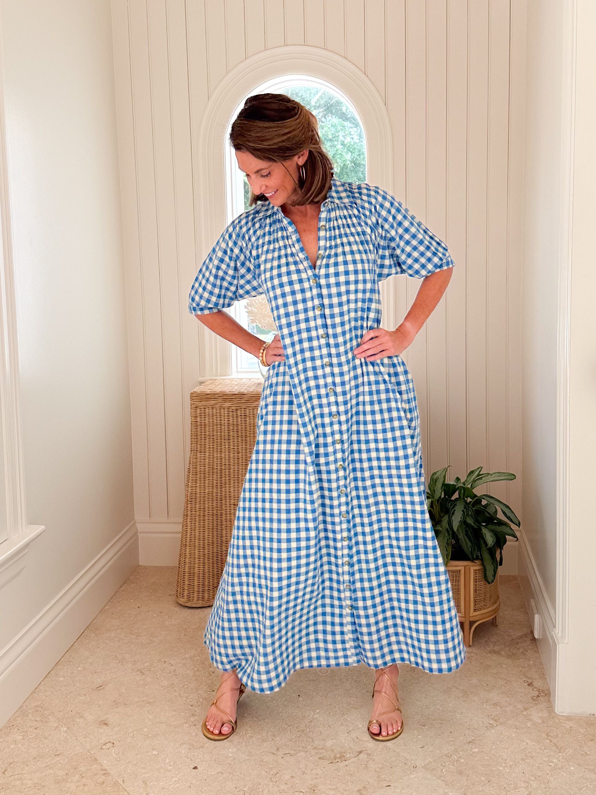 SUNSHINE TIENDA Oasis Dress Blue Gingham