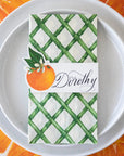 Green Lattice Guest Napkins Set/16