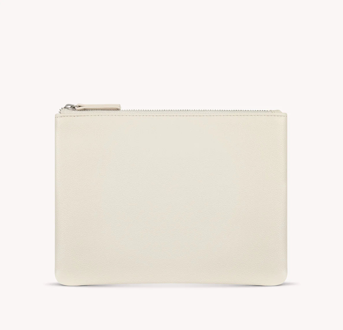 Vegan Leather Zipper Pouch Large Cream