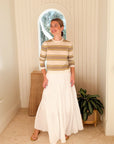 JUMPER 1234 Deckchair Stripe Crew Lily, Organic Light Brown, Light Yellow & Oatmeal