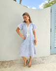 ROSE AND ROSE Uxbridge Dress Blue w/ White