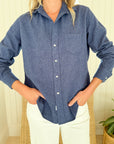 FRANK & EILEEN Eileen Button Up Blue Melange