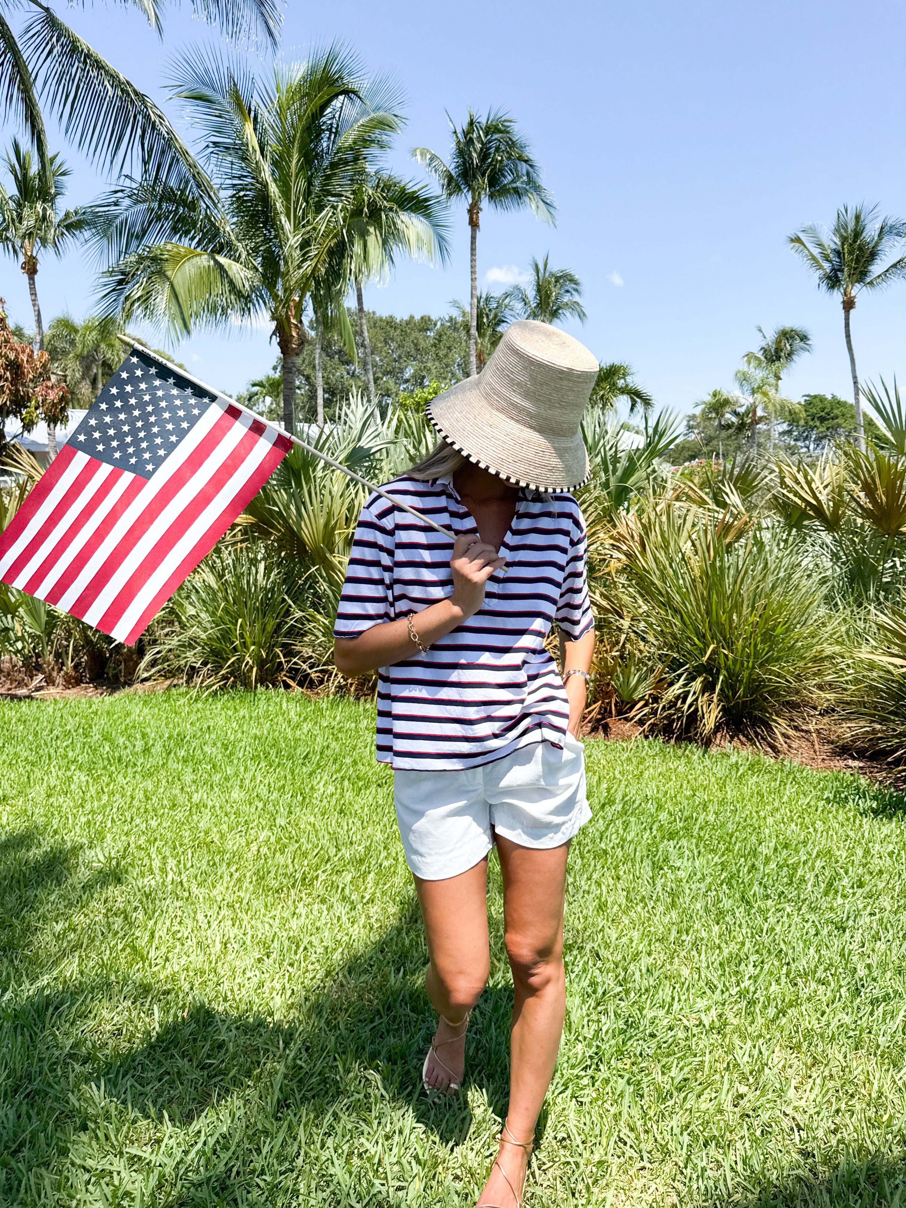 FRANK &amp; EILEEN Patty Popover Red/Navy/White Stripe