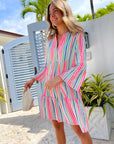 LOLA AUSTRALIA Morocco Mini Dress Fluro Multi Stripe