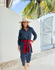 FRANK & EILEEN Rory Maxi Shirtdress Vintage Dark Wash Denim