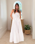 KASIA Cosmos Strapless Smocked Maxi Dress White