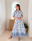 MAREA Short Sleeve Shirt Dress Indigo Striped Hollyhock