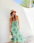FRAE The Dody Maxi Dress Green Stripe Blue Palm