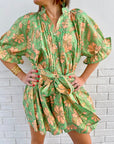 FINAL SALE JULIET DUNN Blouson Dress Lime Green Lame