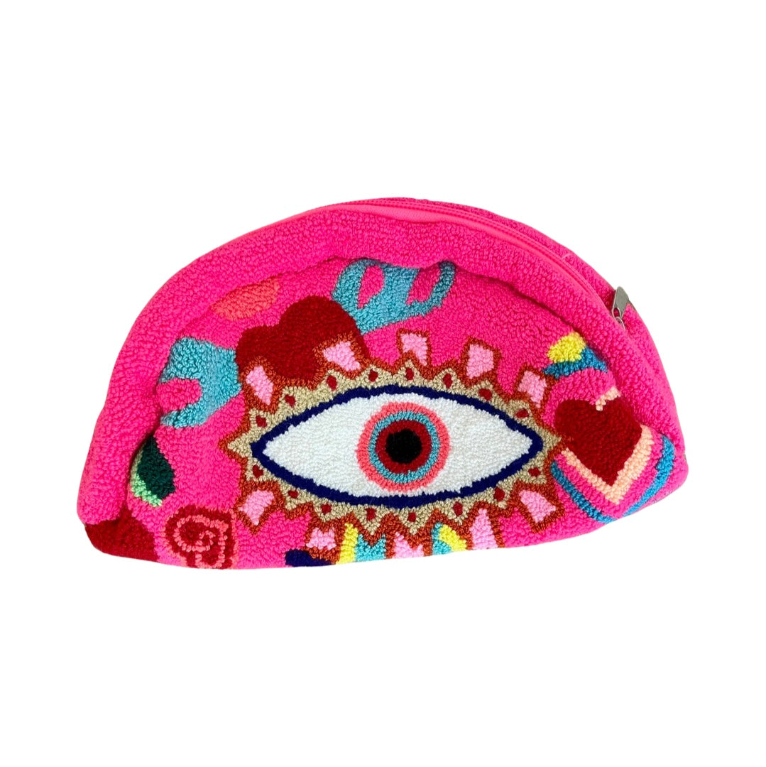 LE POM POM Pink Eye Cosmetic Bag