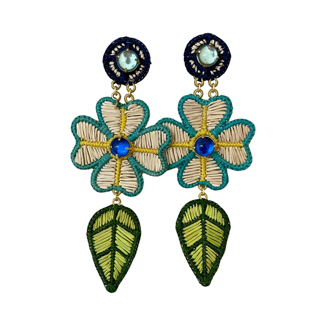 MERCEDES SALAZAR Wildflower Raffia Earrings