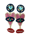 MERCEDES SALAZAR Magical Hearts Raffia Earrings