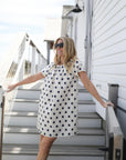 NAVY BLEU Palm Beach Dress Cream Polka Dot