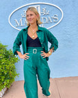 FINAL SALE LA PORTE Paper Bag High Waist Pants Emerald