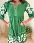ROSE AND ROSE Daisy Applique Dress Genta Green