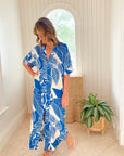 WALKER & WADE Aphrodite Kaftan Blue Palm