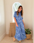 WALKER & WADE Princess Dress Blue Tribal