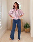 FRANK & EILEEN West Village Wide Leg Trouser Summer Navy