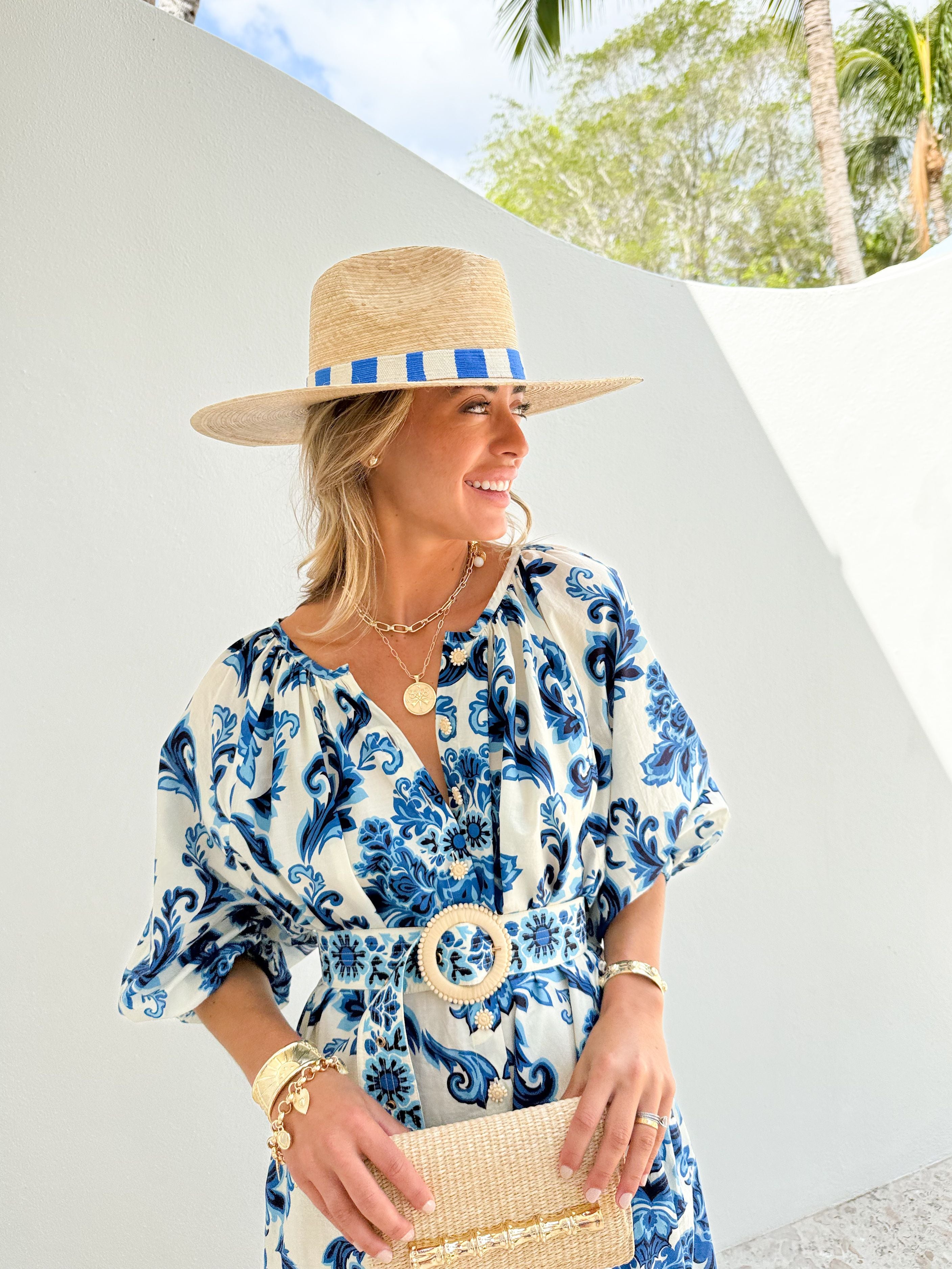 CARA CARA Simone Dress Fiore Evening Blue