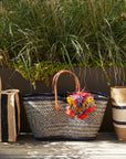 Roma Tote Natural with Navy Stripes