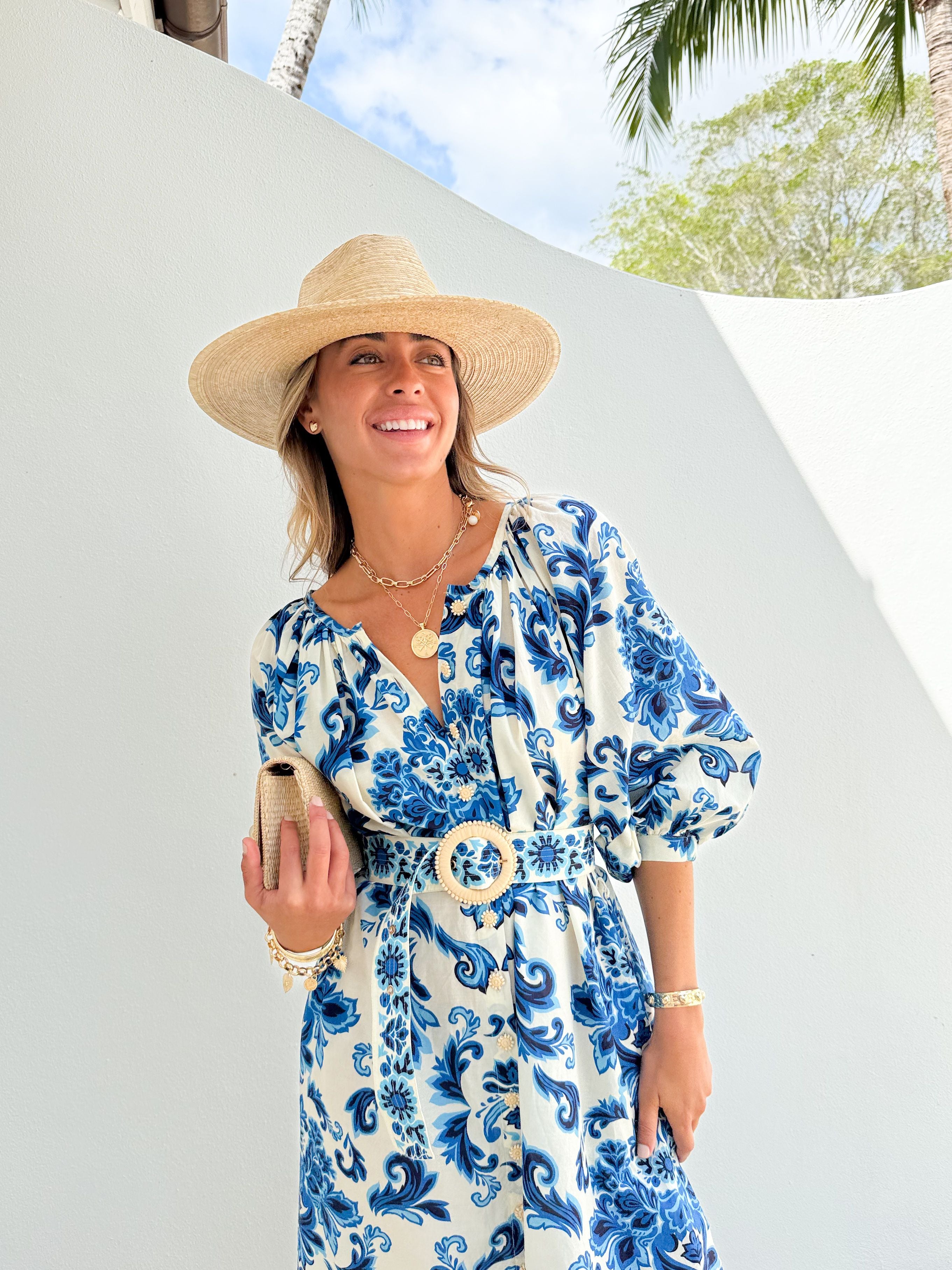 CARA CARA Simone Dress Fiore Evening Blue