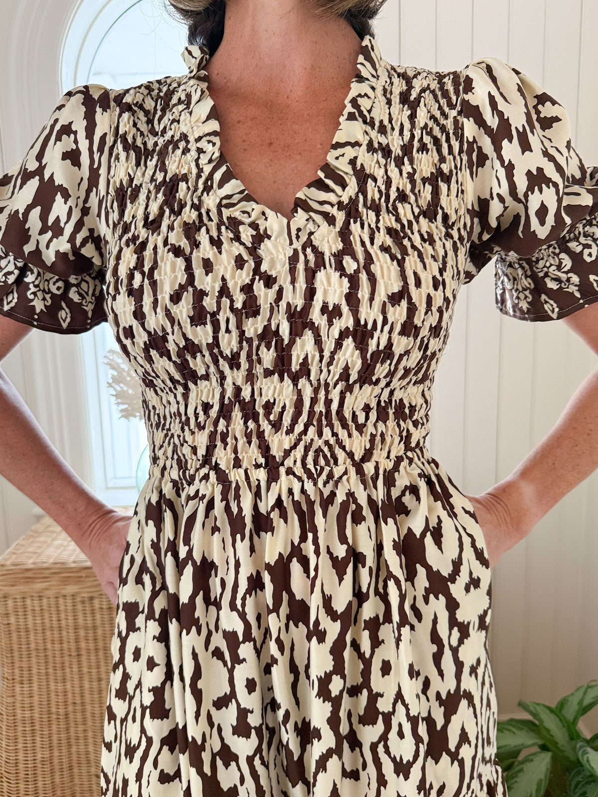WALKER &amp; WADE Nancy Dress Chocolate Ikat