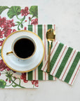 Green & Red Awning Stripe Cocktail Napkins Set/20