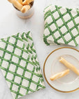 Green Lattice Guest Napkins Set/16