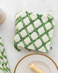 Green Lattice Cocktail Napkins Set/20