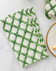 Green Lattice Guest Napkins Set/16