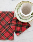 Red Plaid Cocktail Napkin-Set/20