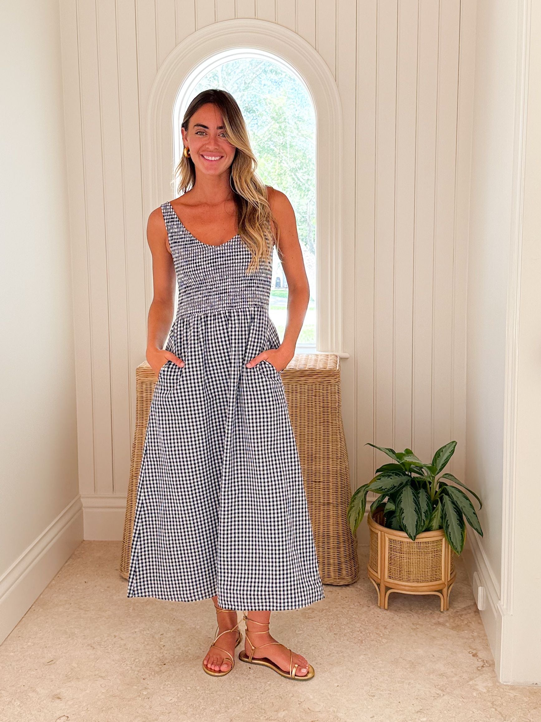 FINAL SALE MAREA Cora Dress Navy Gingham